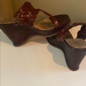 NWOT Leather Platform Wedges